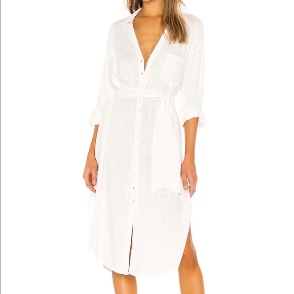 L*SPACE Barcelona Dress in Cream linen cover up M - Picture 3 of 6